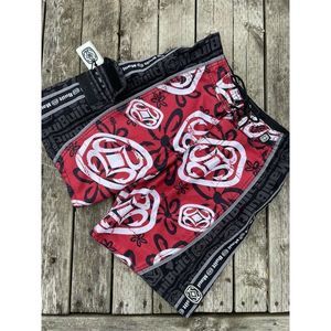 Men’s Maui Built Hawaii Black & Red Classic All Over Logo Surf Board Shorts 28